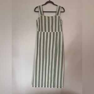 Crown & Ivy Green and White Striped Casual dress.